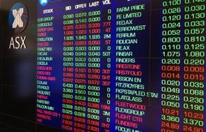 A computer screen displaying live stock market charts and data for trading on the ASX.
