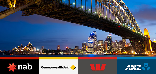 Logos of Australia’s four major banks representing the country’s key financial institutions.