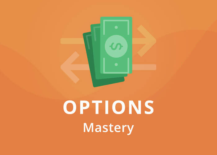 Stacks of green dollar bills over exchange arrows, with the title "OPTIONS Mastery."
