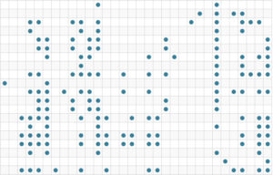 A blurry, abstract image of a dark green and black digital matrix with data flow.